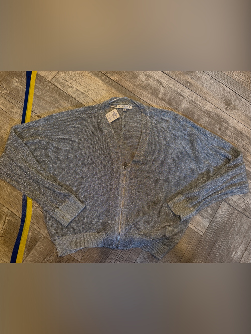 HYFVE Silver Metallic Zip-Front Cardigan